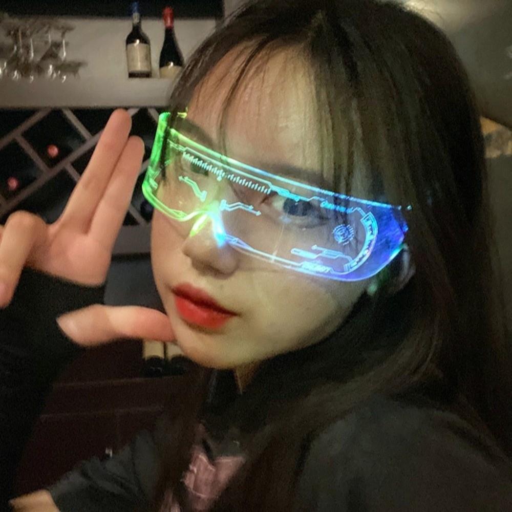 Colorful LED Luminous Glasses Acrylic Futurist Cyberpunk Glasses  Halloween Christmas