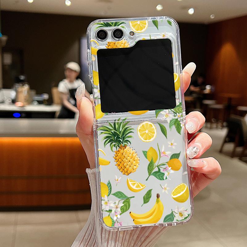 For Samsung Galaxy Z Flip 7 6 5 4 3 Case Cherry Watermelon Fruits Hard Clear Folding Cover For Samsung Z Flip6 Flip5 Flip4 Flip7