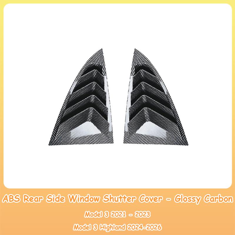 Heenvn For Tesla Model 3/Y Juniper Rear Car Window Shutter Cover ABS Louver Side Vent Trim Anti-Scratch Triangle Accessories