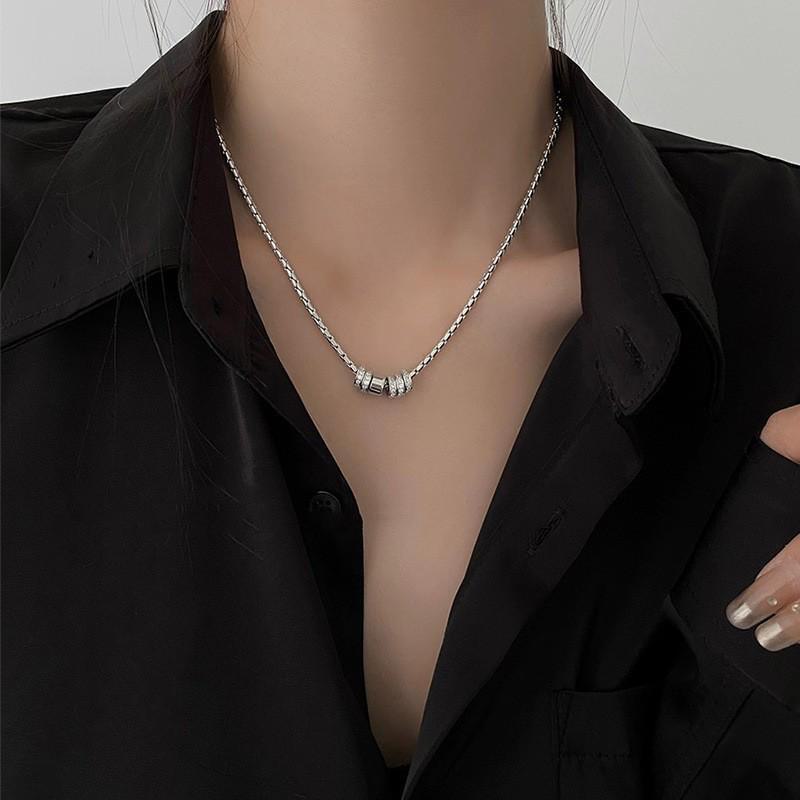 Men's Durable Titanium Steel Cuban Chain Necklace with Zircon Pendant