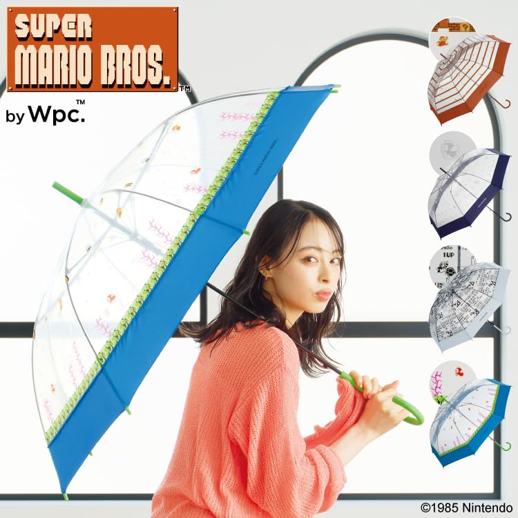 Super Mario Underwater Blue 60cm Character Nintendo Wpc. [Vinyl Umbrella] Bros. Dots, Ribs, Large, Men's/Women's, Game, Collaboration, Cute,