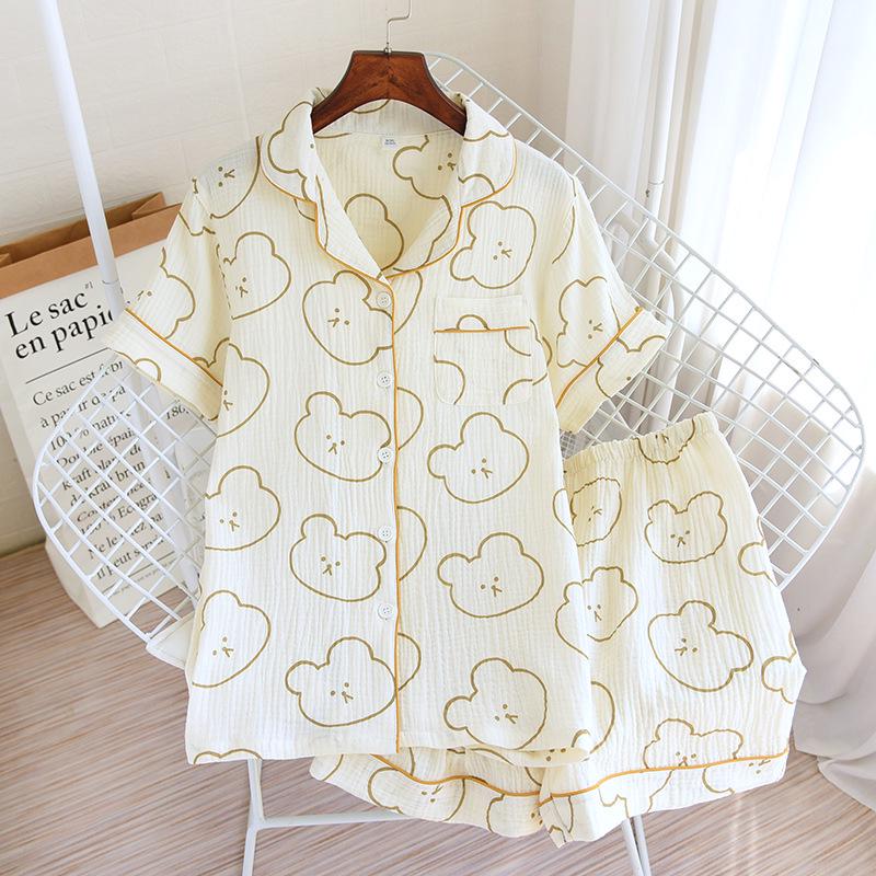Women's Pure Cotton Summer Pajama Set - Sweet, Breathable, Short Sleeve & Shorts