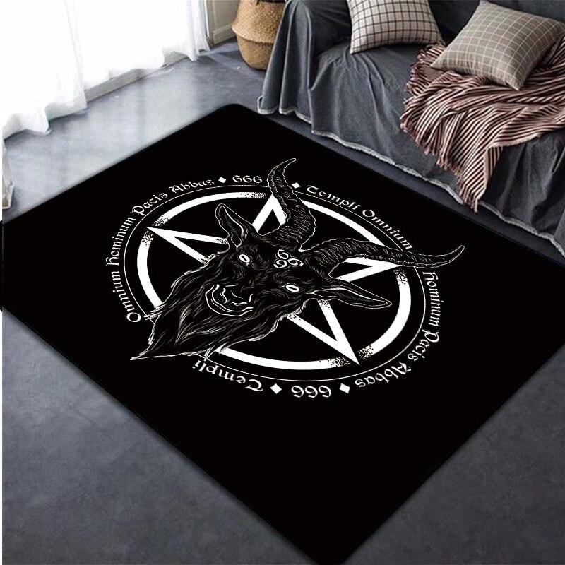 3D-gedruckte Teppiche mit Totenkopf, satanischer Ziege und Dämon, für Schlafzimmer und Büro, weicher, rutschfester, moderner Teppich
