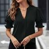 Dames Kleur V-hals Temperament Pofmouw Kleur Blouse Dames Top