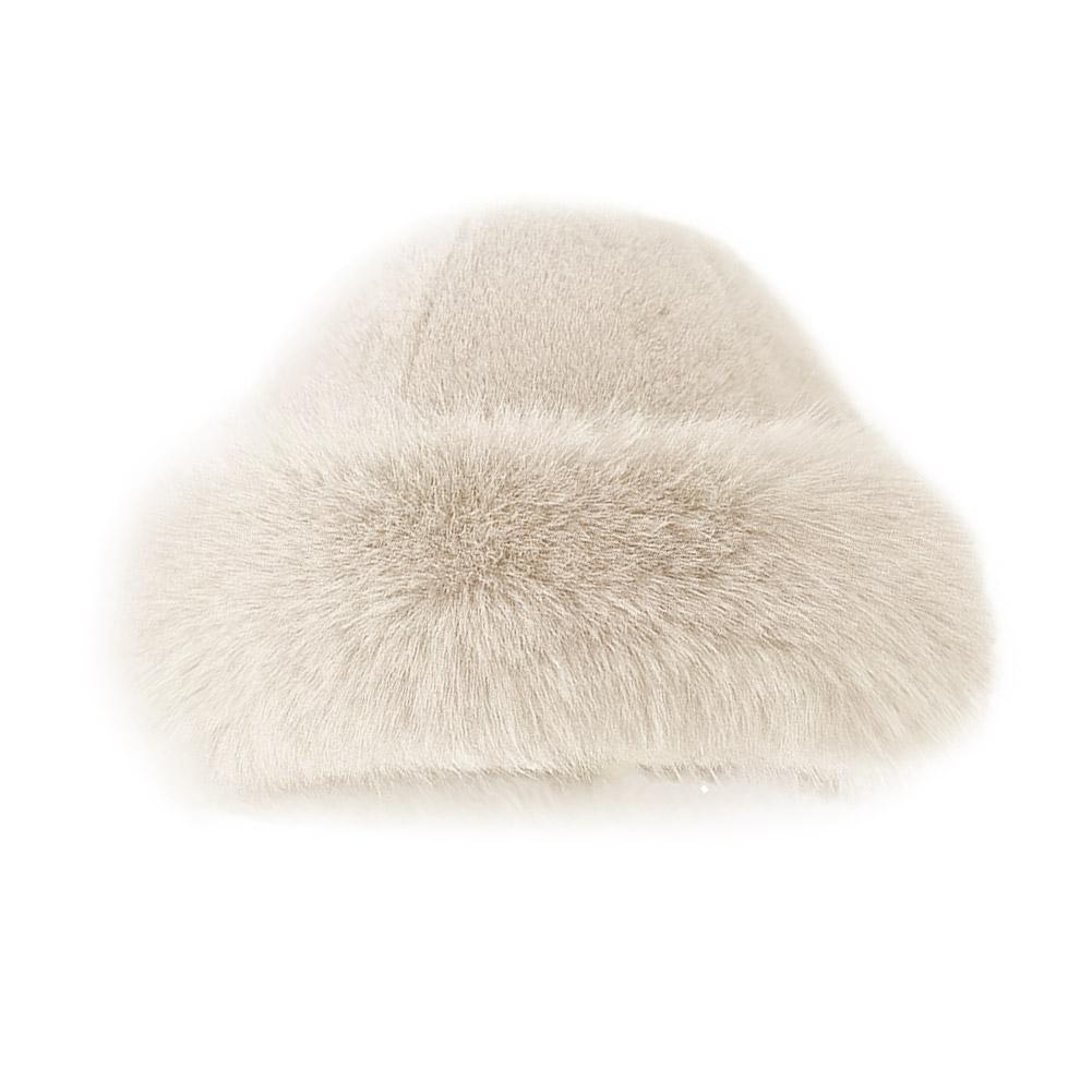 Winter Thick Warm Furry Beanie Hat Mongolian Style Ear Protection Plush Cap, Casual Solid Color Brimless Hat for Women Men