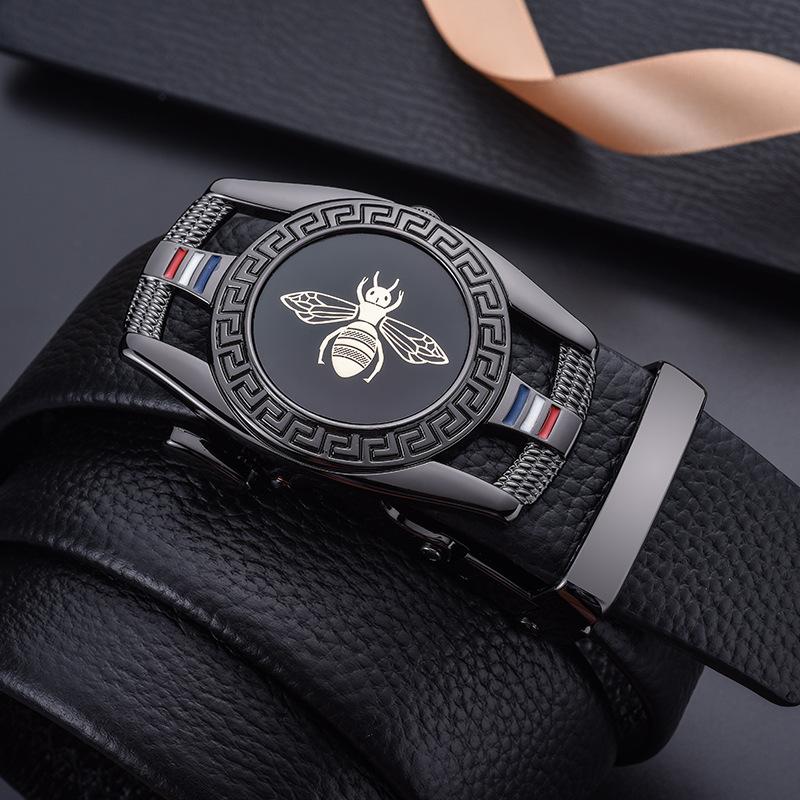 Men'S Belt First Layer Cowhide Automatic Buckle Leather Belt Business Leather Belt Men'S