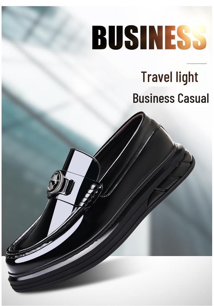 Men's Korean Style Patent Leather Moccasins – Genuine Thick Sole Loafers