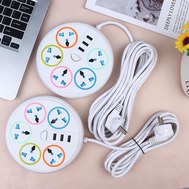 Priză Universală cu 2/3 Pini Tip EU/US, cu 5 Prize AC, 3 Porturi USB Tip-C, Cablu de Extensie 2/3/5M, Priză de Alimentare, Priză Electrică