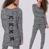 Bowknot Design Asymmetrical Two Piece Pants Set for Women L