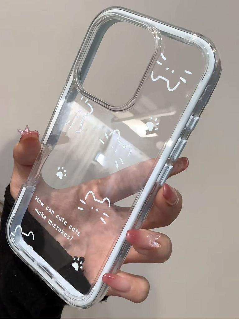 Cartoon Cat Phone Case for Apple iPhone 17 ProMax - Soft Silicone Transparent Shockproof Cute Full Cover Cases On iPhone 17/16/15/14/13/12/11/Plus
