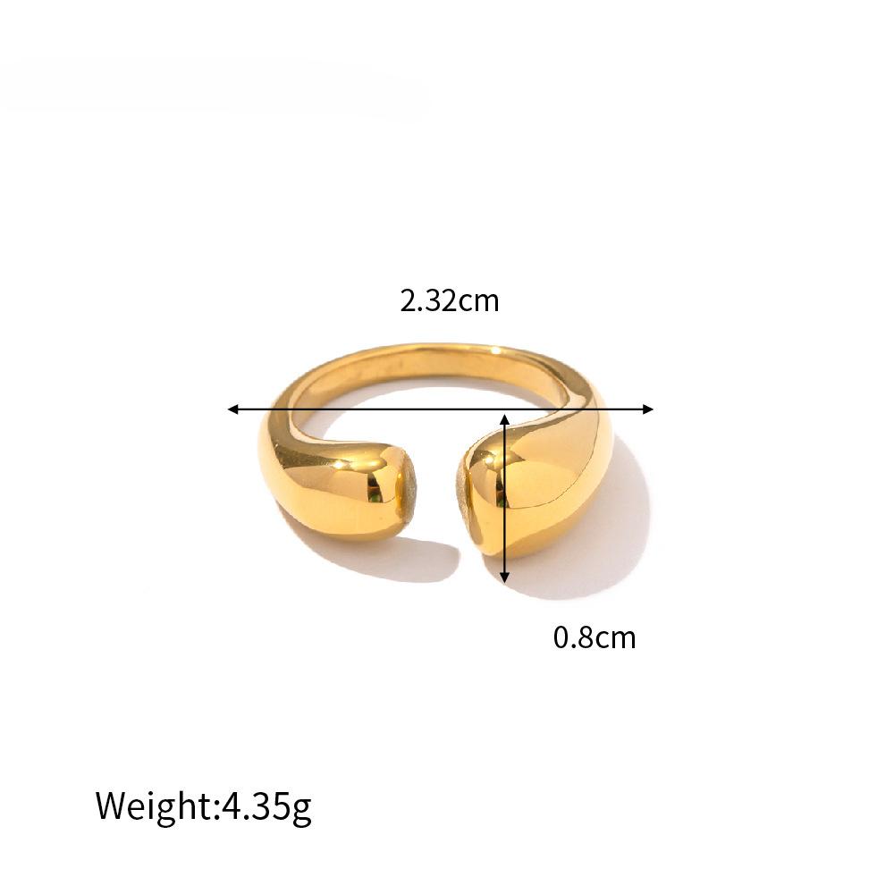 Stainless Steel Smooth Open Irregular Ring for Women Fashion Gold Color Geometric Waterdrop Ring Party Couple Rings Jewelry Gift