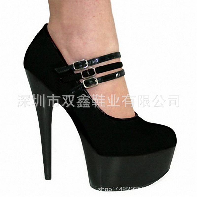 

Одно слово с пряжкой круглой головкой марта 15 см высокие каблуки тонкий каблук женские одинарные туфли водонепроницаемые столовые туфли 46