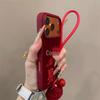 Red Embroidered Velvet Phone Case for iPhone 14-17 Pro - New Year Wealth Edition