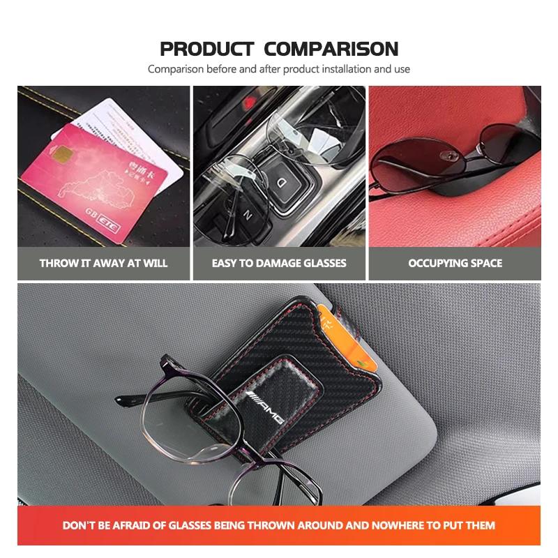 Magnetic Car Sun Visor Glasses Holder Ticket Card Hanging Clip For Mercedes Benz AMG C180 C300 W124 W176 W177 C200 C260 GLC CLE BF1