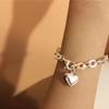 Korean 925 Sterling Silver Heart Peach Bracelet with Hollow Round Chain Design - Women's Clubbing Jewelry