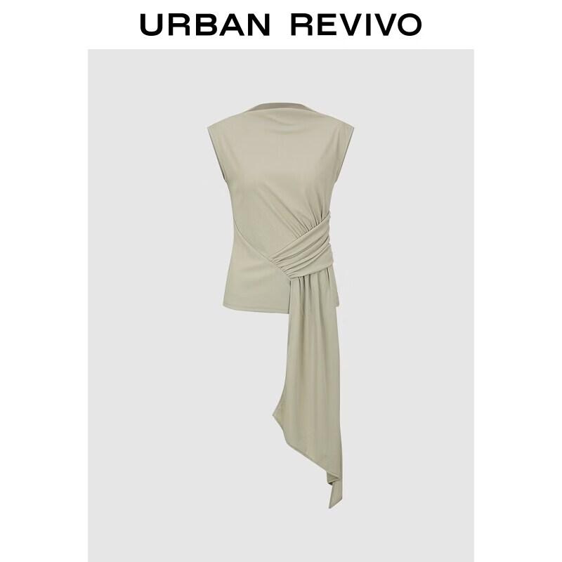 UR2026 Women s Pleated Ribbon Off-Shoulder Vest XL
