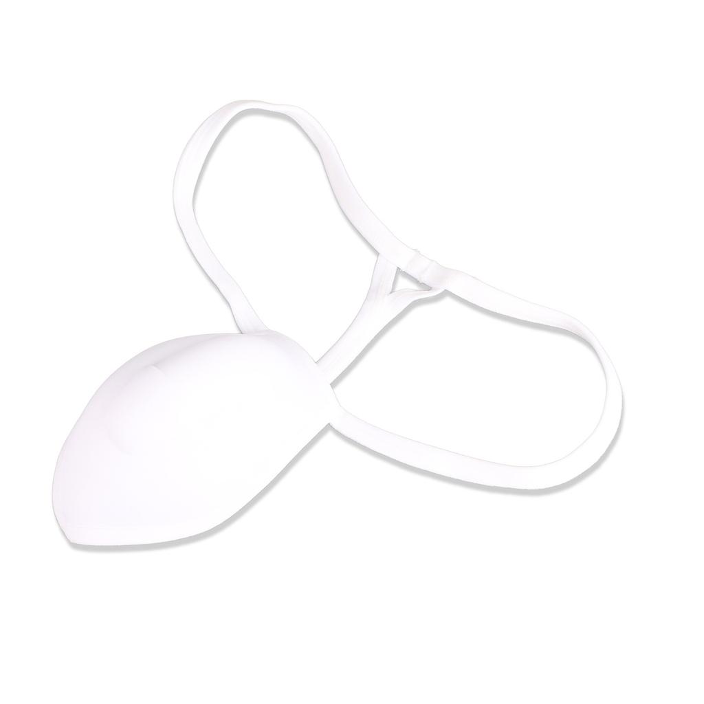 Men Bulge Cup Soft Polyester Cotton Stereo Shape Bulge Covering Up Underwear Cup with Strap White