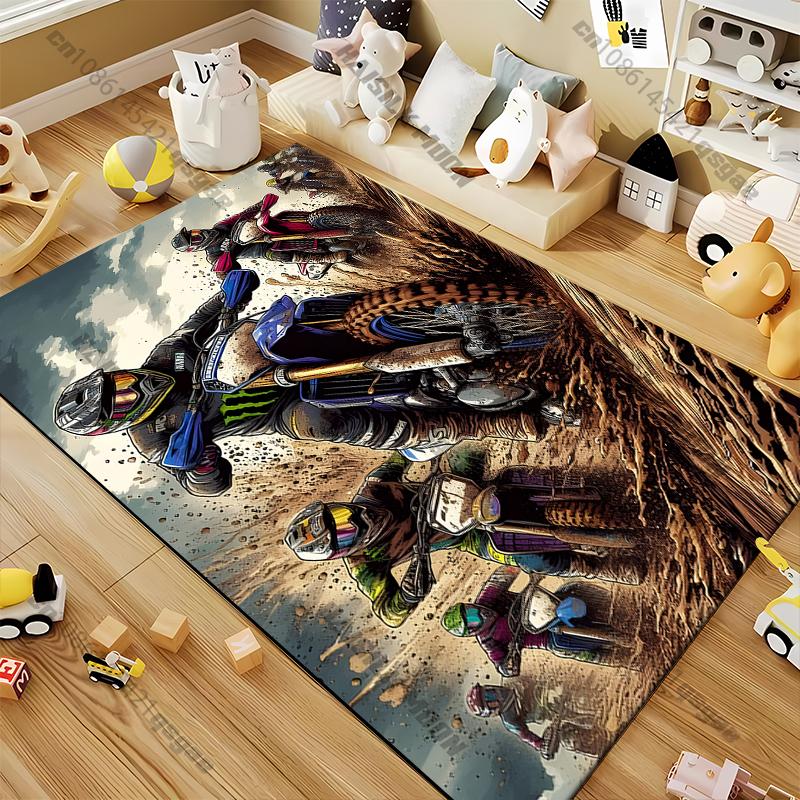 15 Size Motorcycle Off-road Pattern Rug Carpet for Living Room Bathroom Mat Creative Doormat Carpet for Bedroom Home Décor