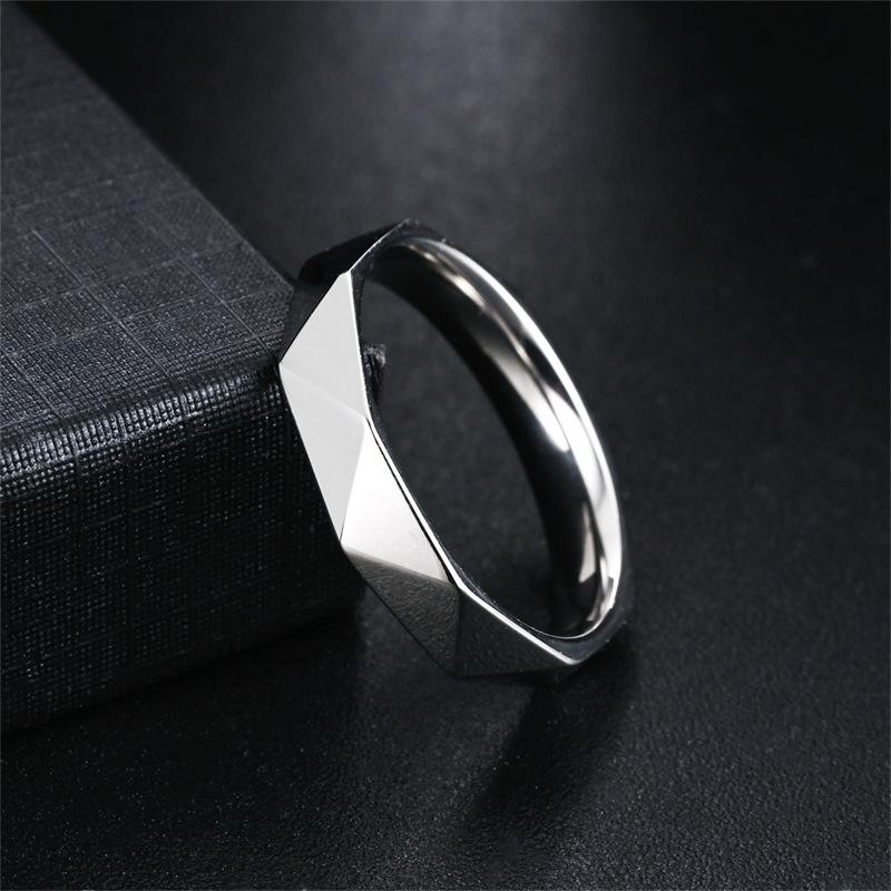 Fashion V-shaped Rhombic Titanium Steel Ring Ladies INS Cold Wind Personality Circle Niche Couple Ring Jewelry