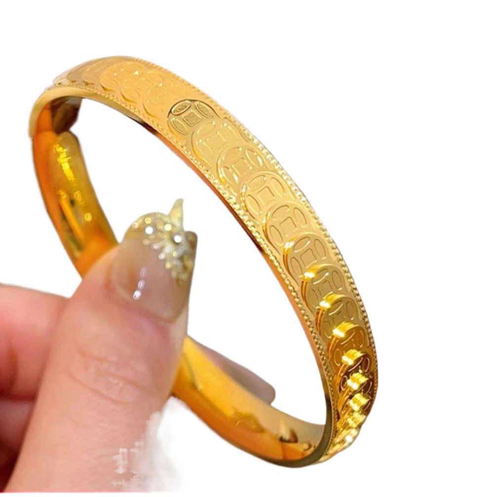 Elegante Bracciale con Monete d'Oro: Regalo Lucido, Solido, Inalterabile, Versatile per la Fidanzata