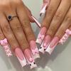 Adesivi per Nail Art Gatto Gattino Fiocco Rosa Extra Lungo Fatti a Mano