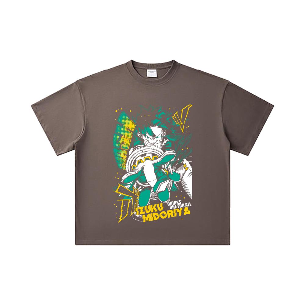 260 GSM Double Yarn 32 Count 100% Cotton My Hero Academia V2 Deku Print Unisex Heavy Cotton T Shirt