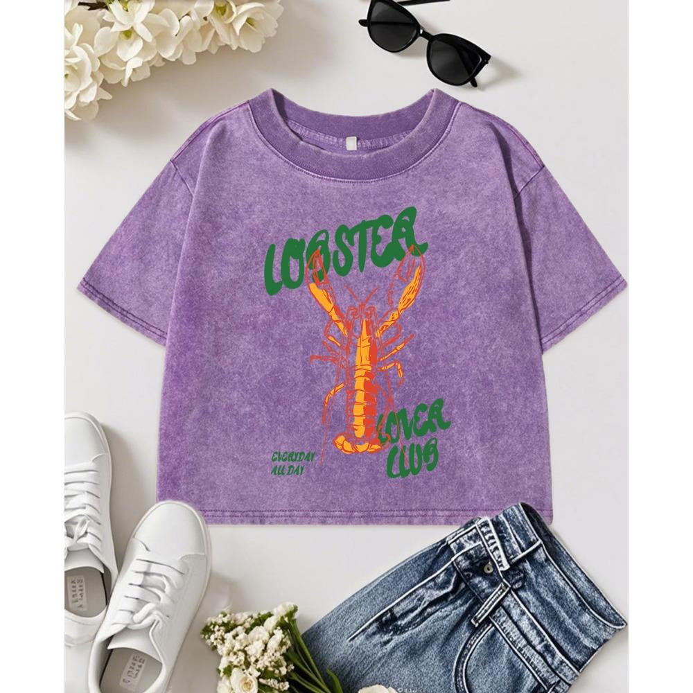 

Creative Crayfish Club Printed Washed T-Shirt Women Soft Streetwear Summer Slim Short Sleeve Cotton T-Shirt M