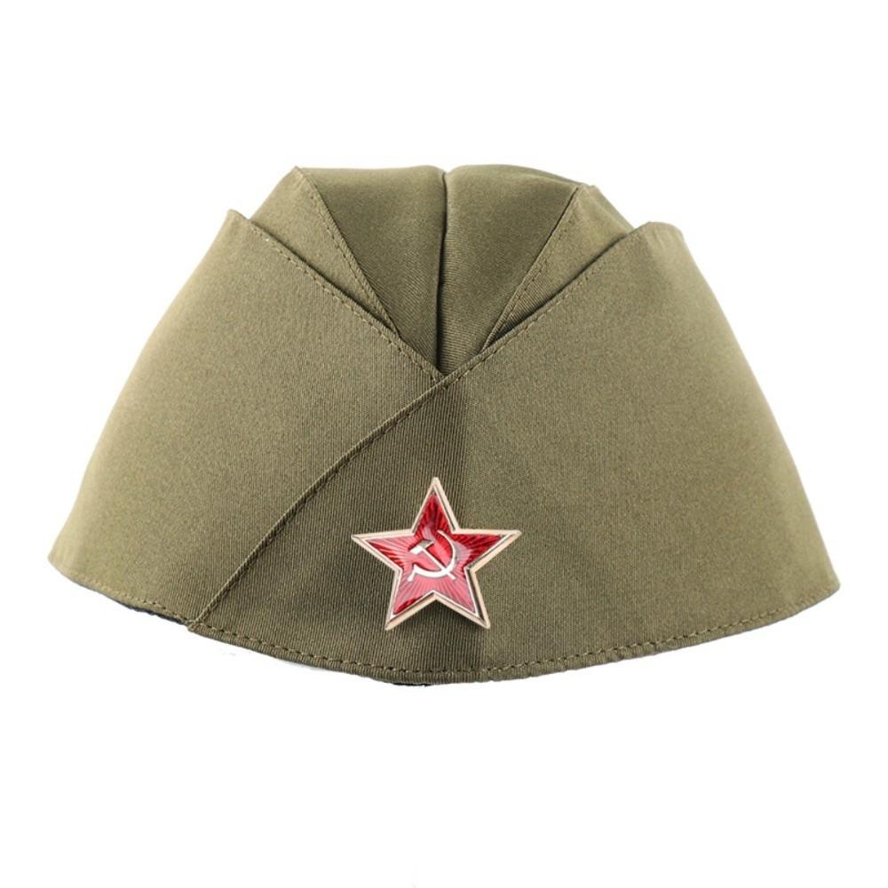 Fashion Red Star Badge Soviet Style Garrison Cap Green Cosplay Pilot Cap Stage Performances Russian Cap For Man Women Unisex