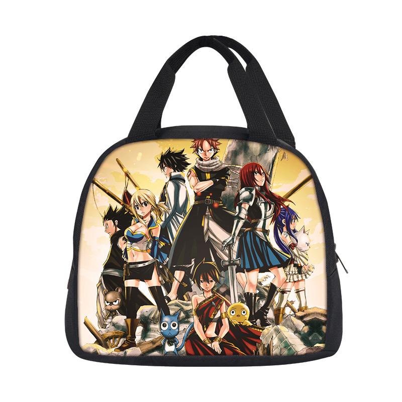FAIRY TAIL Lunch Bag Cartoon Anime Printed Student Boys and Girls New Style Lightweight, Small, Large Capacity, Versatile