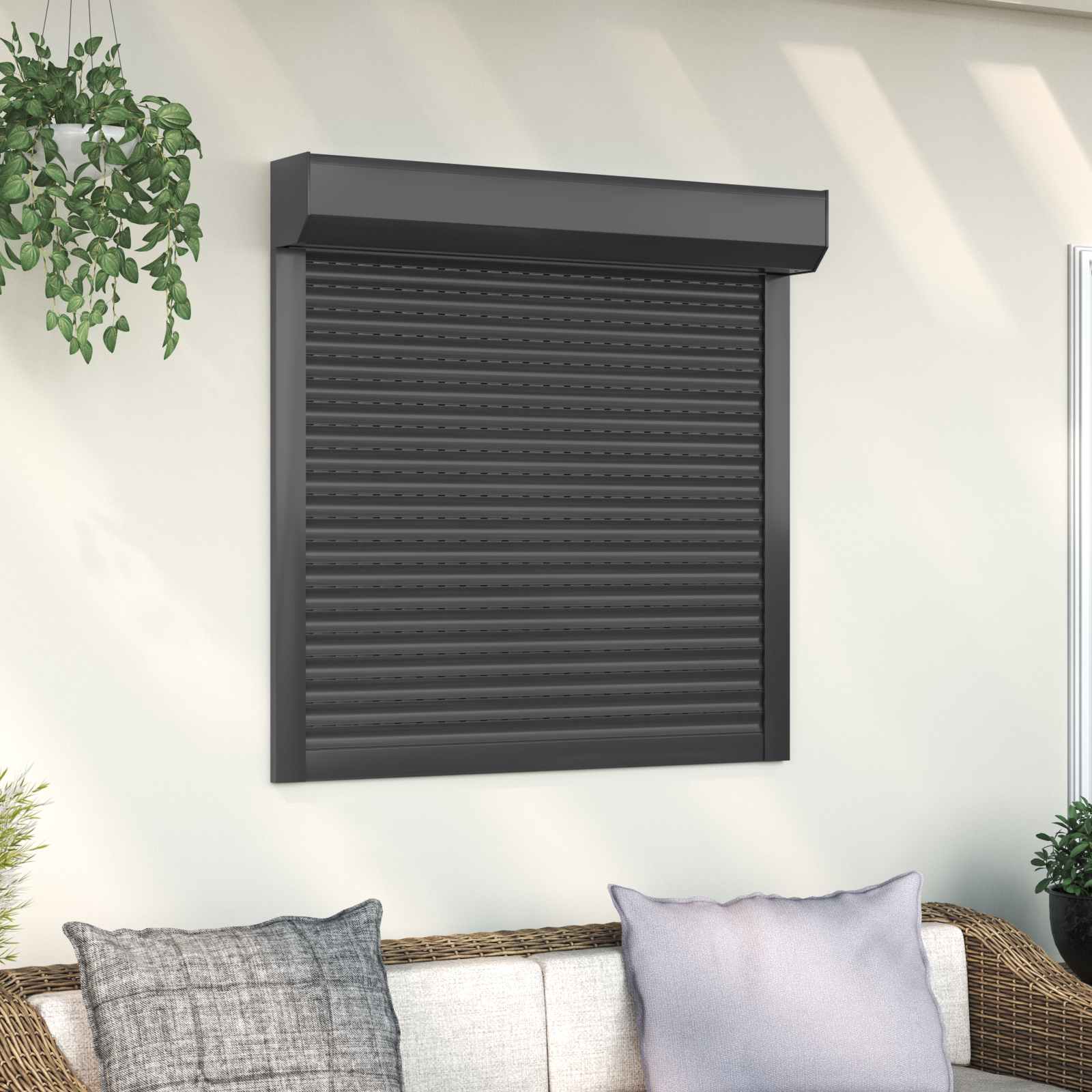 Rulou Anthracite Grey 100 x 100 cm Aluminiu și Poliuretan