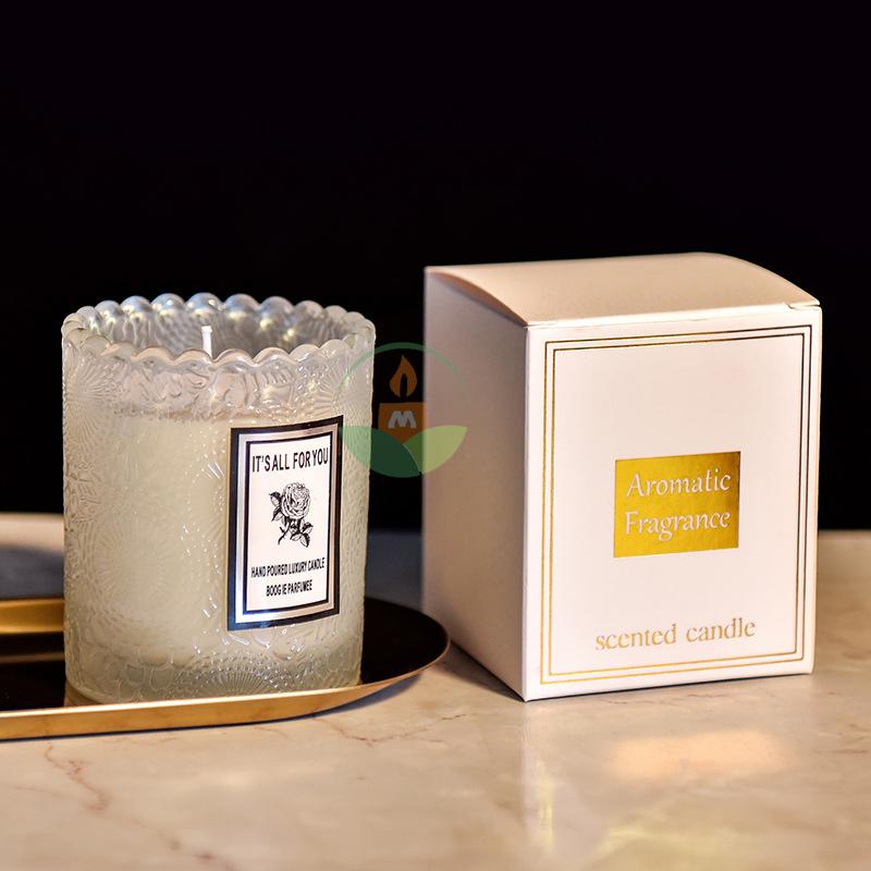 

Handmade Embossed Glass Cup Scented Candle Creative Home Scented Candle Souvenir Candle White, blue wind chimes