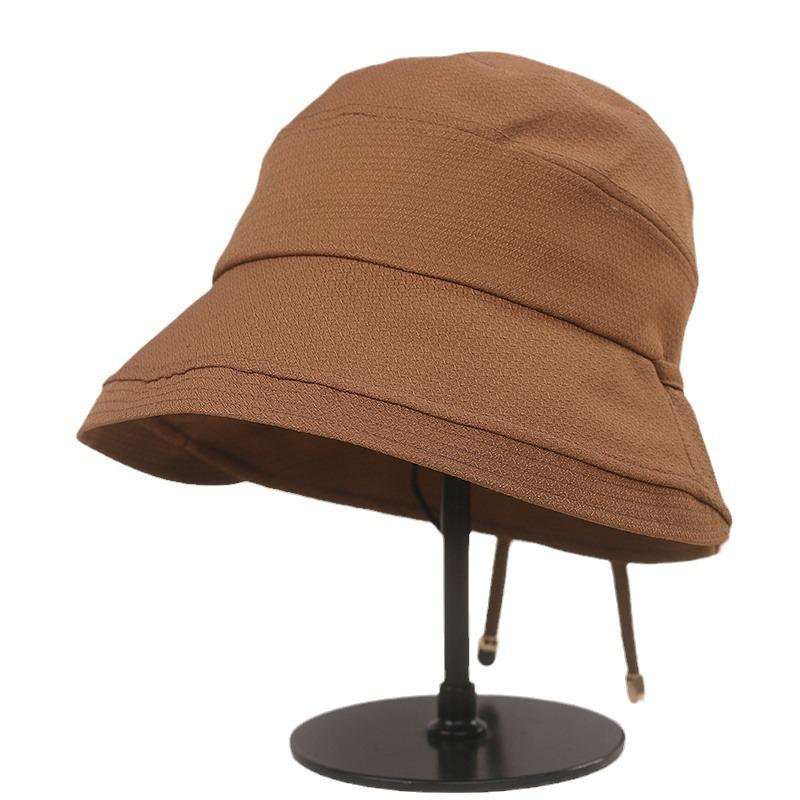 Simple lace-up bow bucket hat spring and autumn new versatile turned eaves show the face small curling edge anti-sun hat