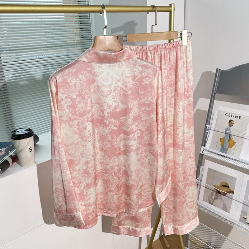 French High-End Printed Pajamas Women'S Spring And Summer Lazy Wind Sweet Long-Sleeved Trousers Homewear