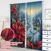 2pcs 2D flat printing Popular Christmas curtains Christmas Village Poinsettia Holly Digital Printed Polyester Drapes Birthday