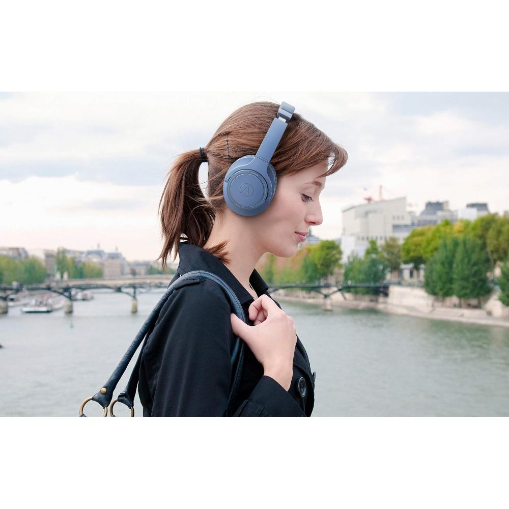 Audio-Technica ATH-SR30BT BL Headphones Bluetooth Wireless Headphones with Microphone Up to 70 Hours Playback Blue ATH-SR30BT BL