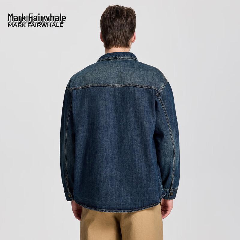Mark Fairwhale Men's American Retro Washed Denim Shirt Jacket