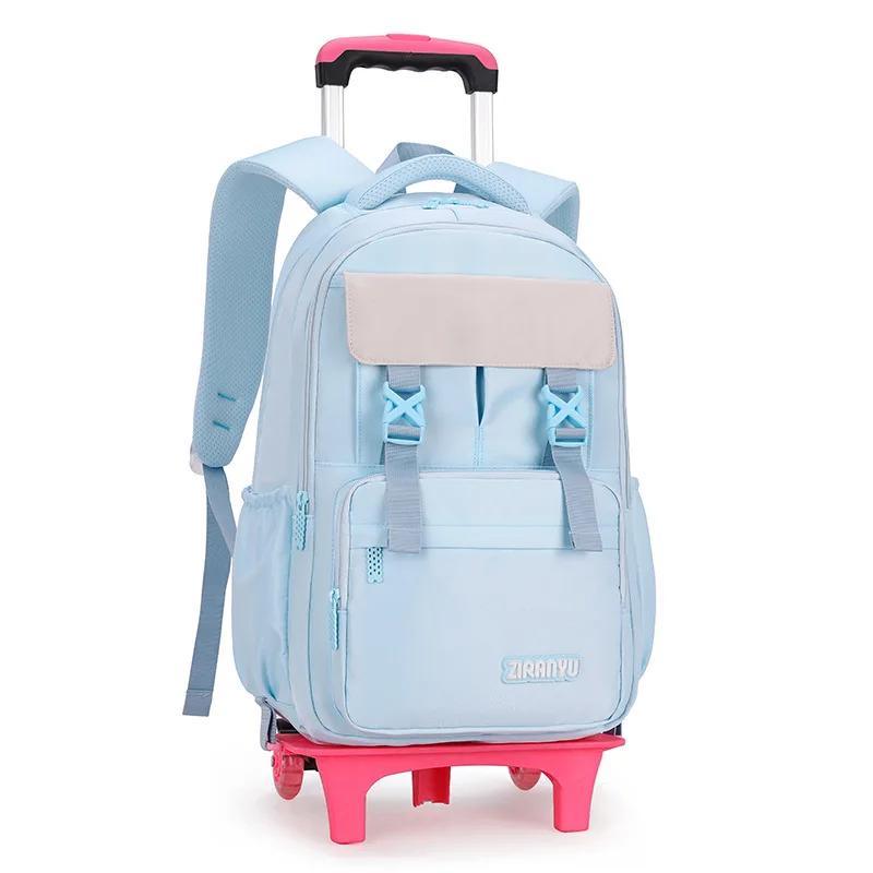 Zaino per Bambini e Ragazze Borsa da Scuola con Ruote Zaino Trolley Carino Zaino Scolastico Zaino con Ruote Portadocumenti