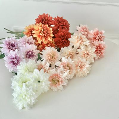 Artificial Dahlia Flowers with Stem 4-Head Blooms Realistic Faux Silk Flower for Vase Wedding