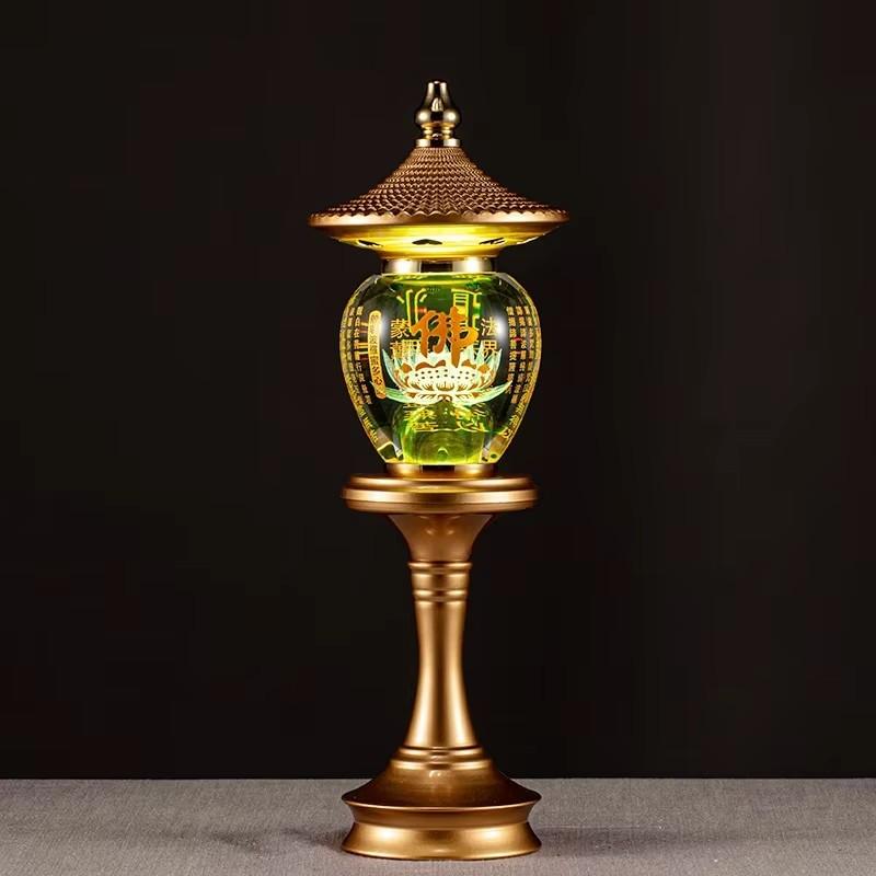 For Buddhist Lamps, Prayer Temple LED Lamps, Buddhist Decorative Accessories, Household Decorative Lotus Crystal Lamps, Color