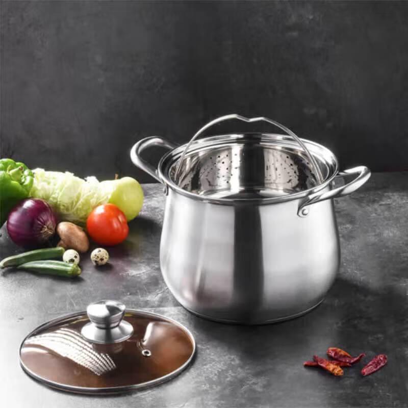 Sigaang 22cm 201 Edelstahl Hoher Suppentopf mit Dämpfeinsatz