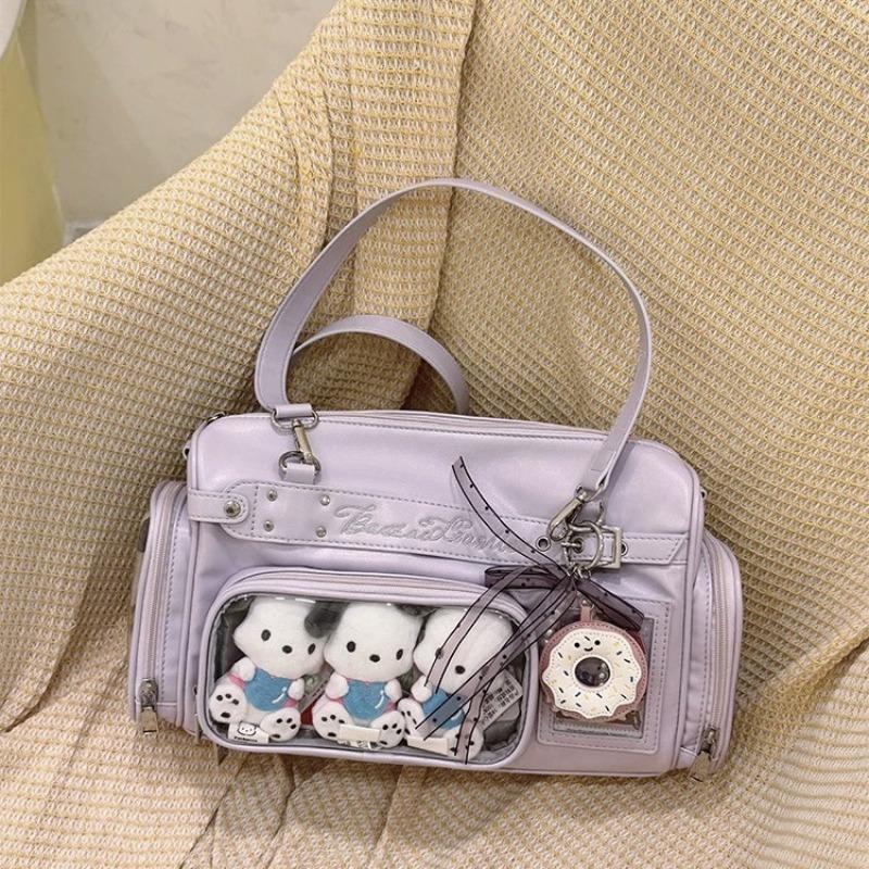 

Hidden light sign original pain bag niche women s bag versatile casual portable single shoulder transparent [Koharu-cho] no hidden compartment фиолетовый