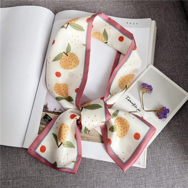 Luxary Brand Design Flower Print Silk Scarf for Women Fashion Hair Headband Foulard Lady Skinny Bag Scarves Neckerchief Tie