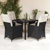 Vidaxl 5-Cz. Gartenmöbel-Set mit Kissen, Schwarz, Polyrattan