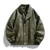 Herren PU-Leder Bikerjacke Stehkragen Slim Fit Lässige Oberbekleidung