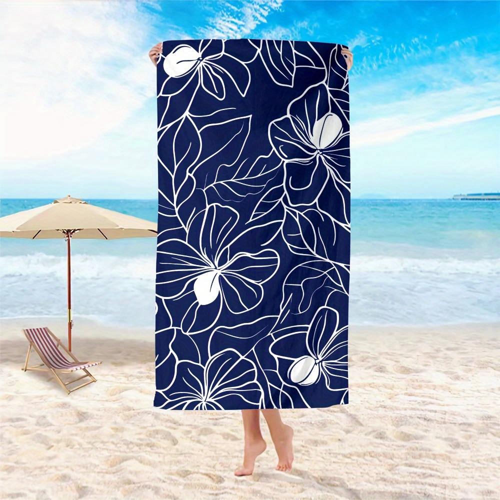 1pc Luxurious Oversized Quick-Dry Microfiber Beach Scarf with Vibrant Floral Design - Lightweight, Absorbent,Versatile Towel for
