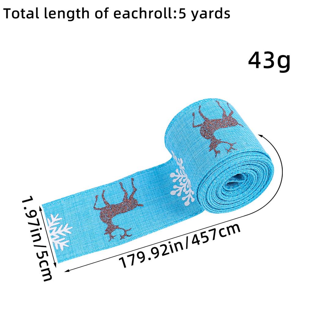 Christmas Bow Decorative Ribbon Christmas Elk Ribbon Diy Imitation Linen Webbing Material Gift Ribbon
