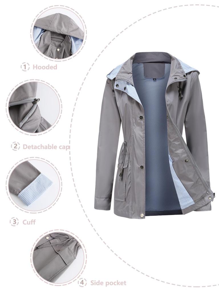 2024 Women's Plus Size Trench Coat with Detachable Hood - Autumn/Winter Collection