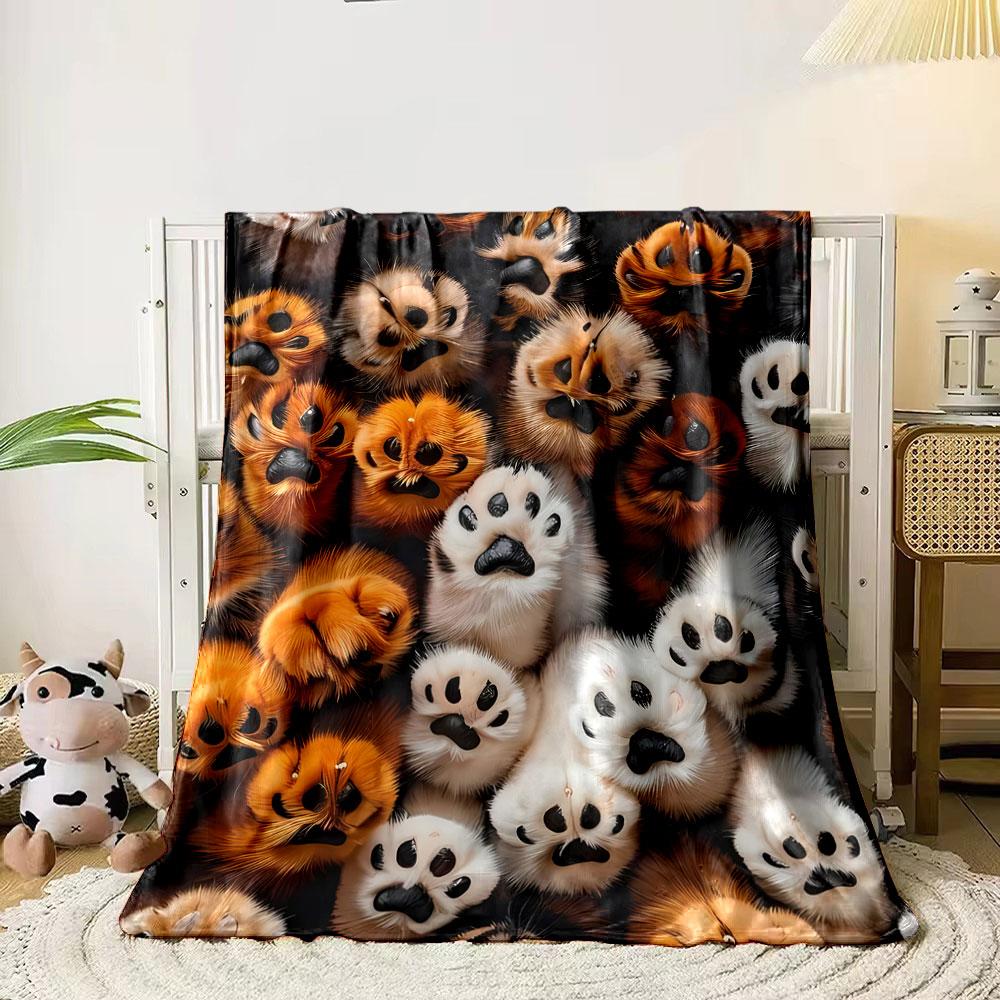 Cute Cat Paw Print Blanket bedroom Blanket for Livingroom Couch lunch break Soft throw for Friend's festival Gift
