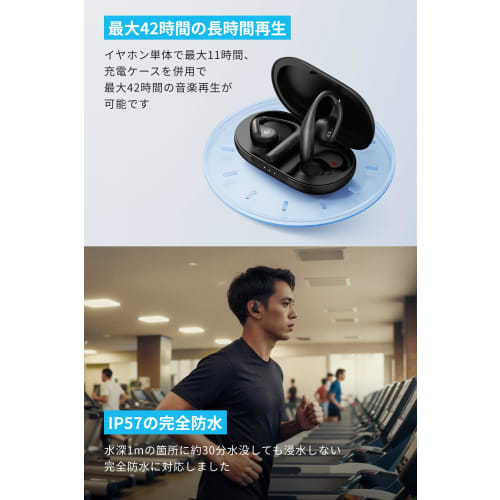 Anker Soundcore AeroFit (Bluetooth 5.3) [Open-Ear Wireless Earbuds/IP57 Dustproof/Waterproof/Up To 42 Hours of Playback/Multi-Point Connection/PSE Tec