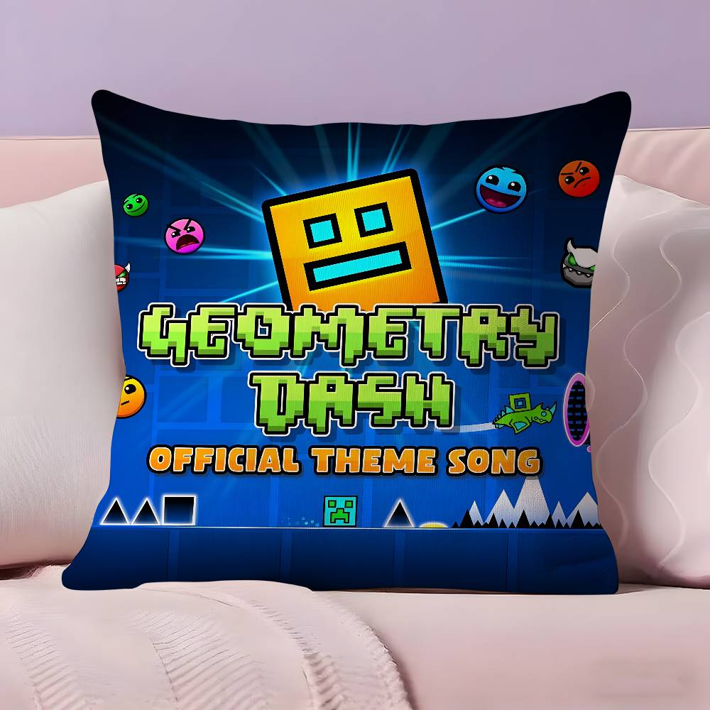 Music Game Geometry Dash Pillow Case Ultra Soft Skin Friendly Fabric Cloud Like Comfort & Concealed Zipper